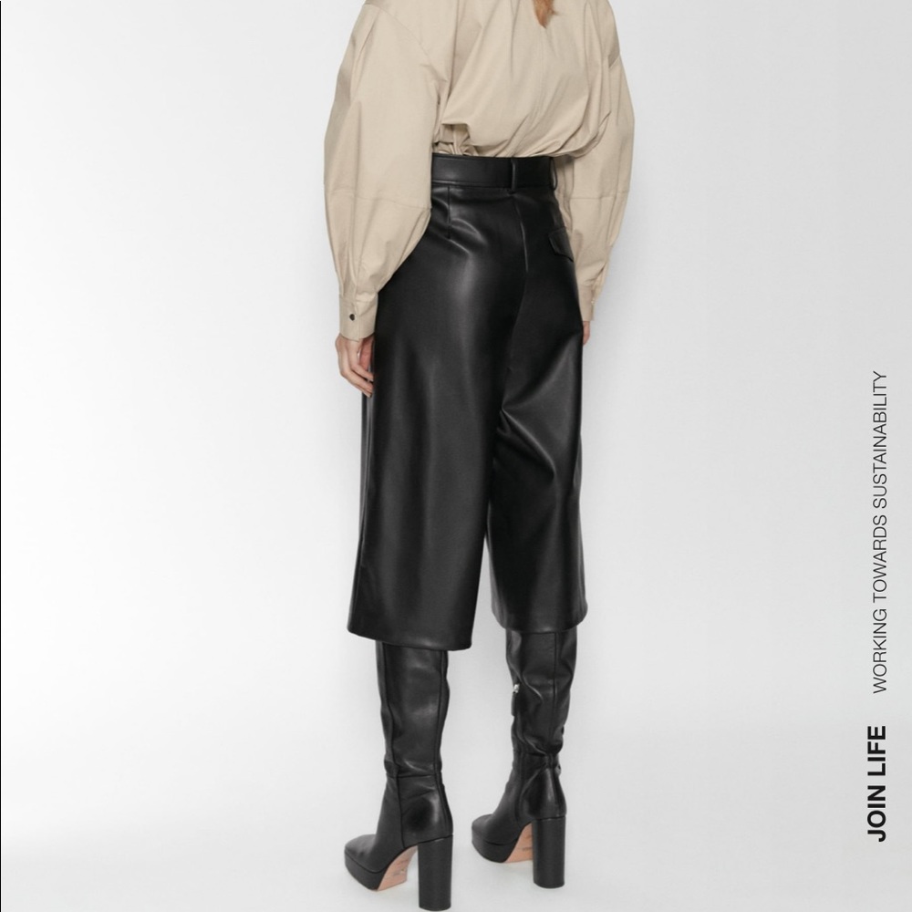 ZARA BNWT Faux Leather Long Shorts - Picture 6 of 9